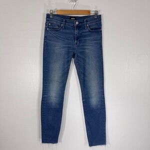 Hudson Womens Natalie Raw Hem Skinny Ankle Jeans Size 27 Dark Wash Blue Mid Rise